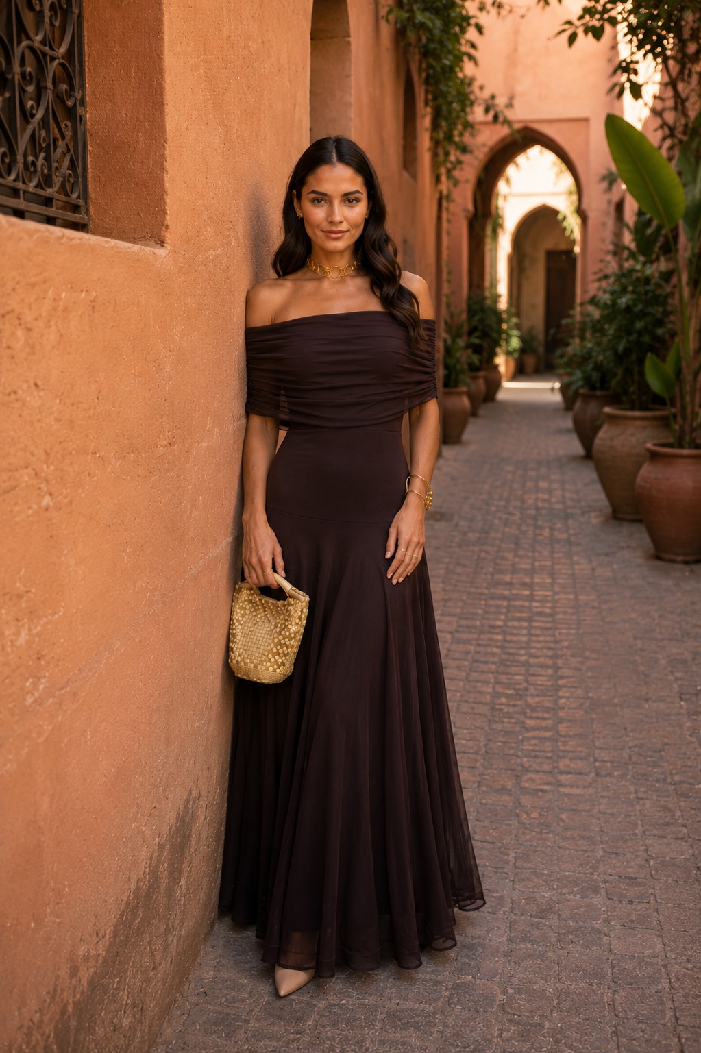 CALMAIRE | Robe Tulle Marron Lison