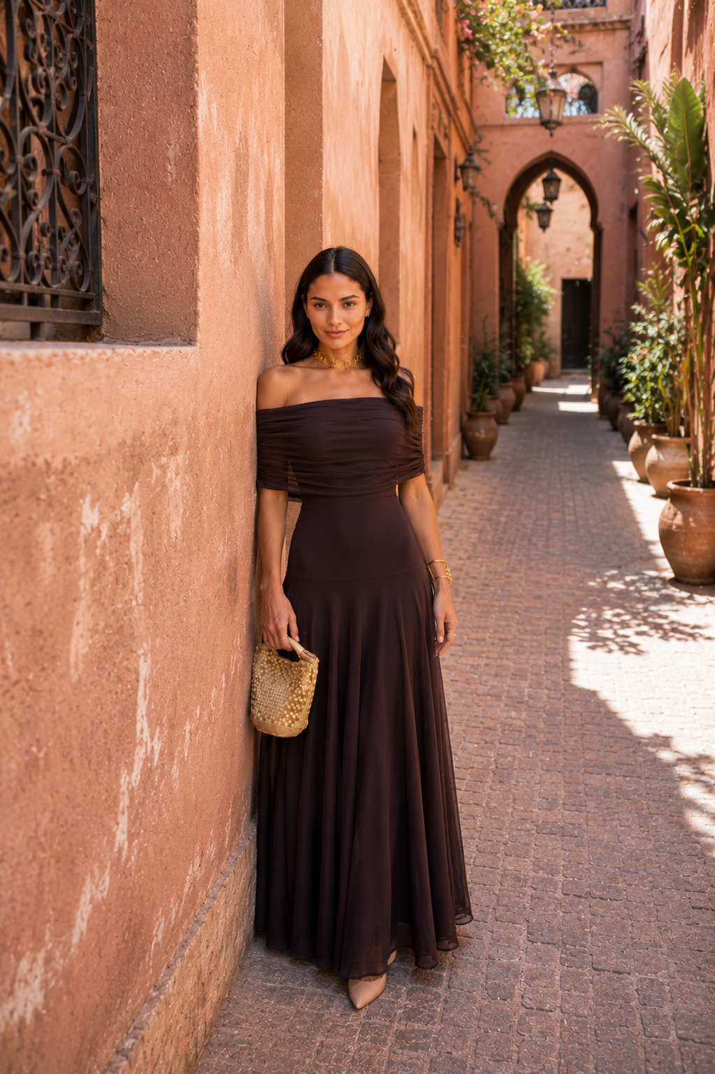 CALMAIRE | Robe Tulle Marron Lison