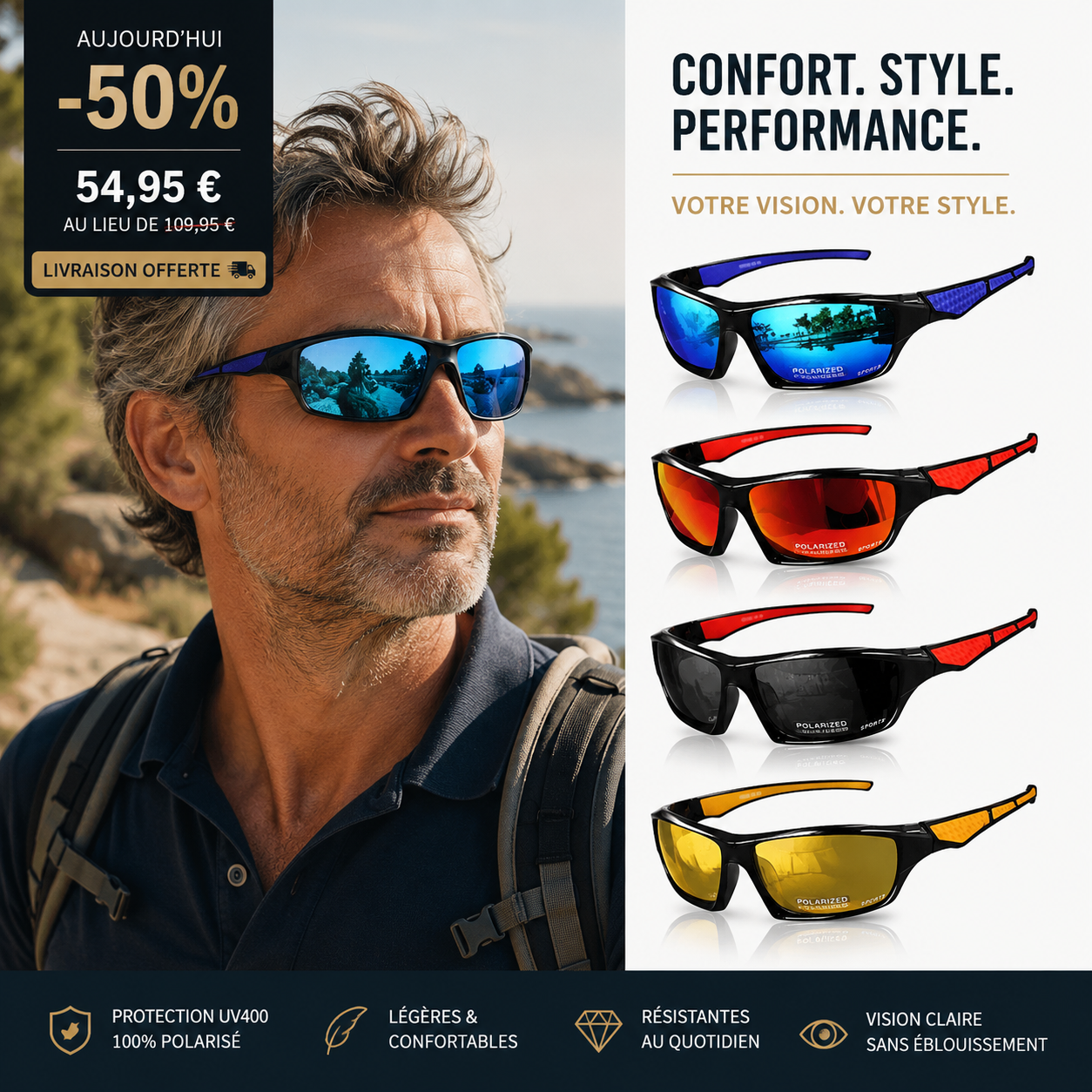 CALMAIRE | Lunettes de Soleil Polarisées Hugo