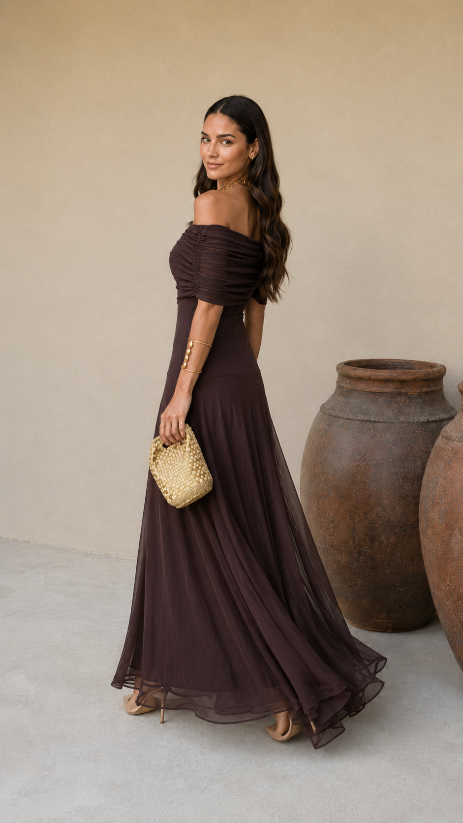 CALMAIRE | Robe Tulle Marron Lison